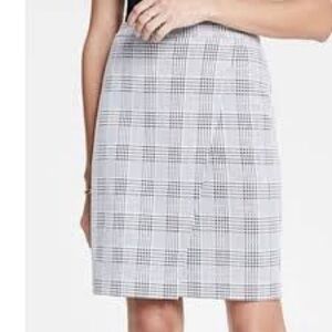 Ann Taylor Classic Black and White Plaid Faux Wrap Skirt